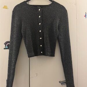 Forever 21 Black Glitter Cardigan